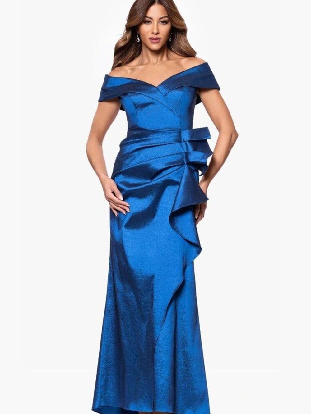 Off-Shoulder Royal Blue Evening Gown
